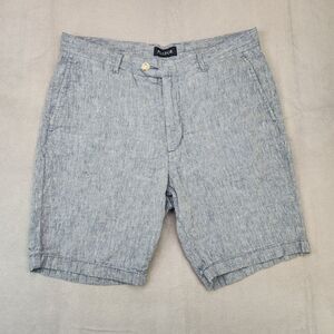 Jos. A. Bank Linen Blend Shorts Men's 34 Gray Blue Casual Chino Flat Front 9"